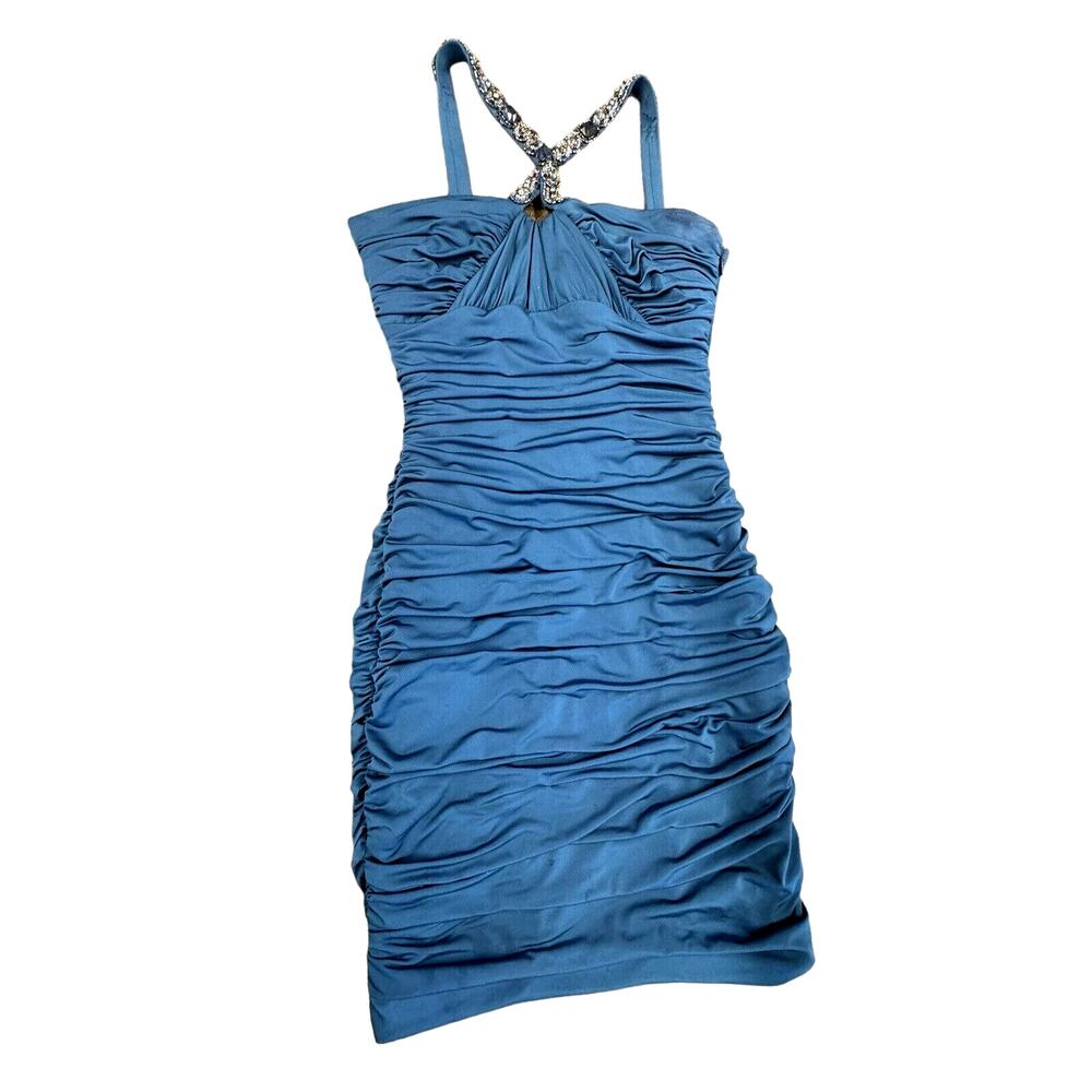 80's Vintage Jessica Howard Dress Deep Blue W/ Beading Size 2 PLZ READ! Babydoll
